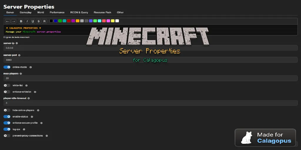 Server Properties | Calagopus