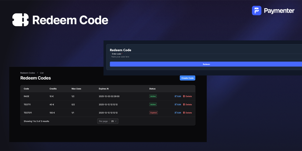 Paymenter Redeem Code