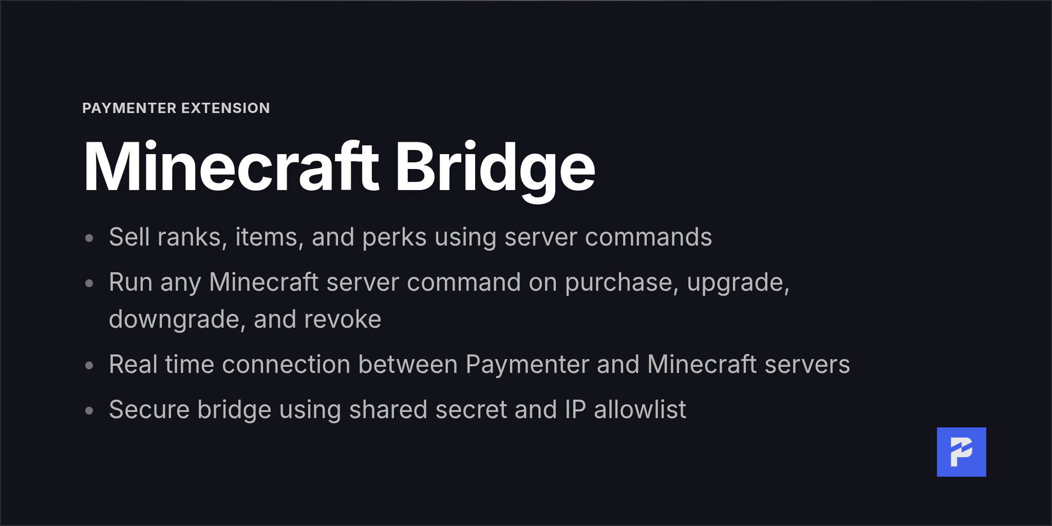 Paymenter Minecraft Bridge