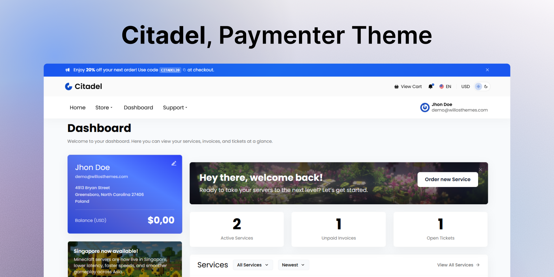 Citadel Theme - Paymenter