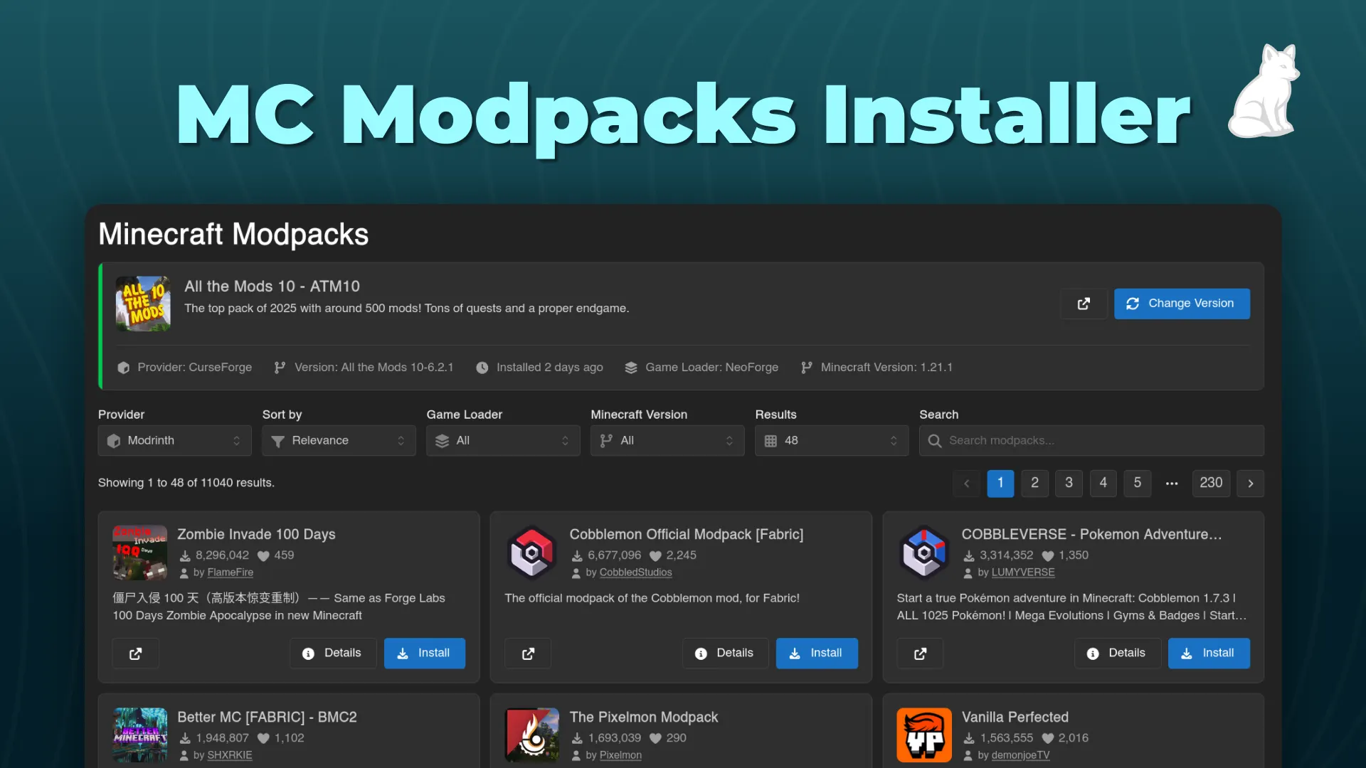 MC Modpacks Installer for Calagopus