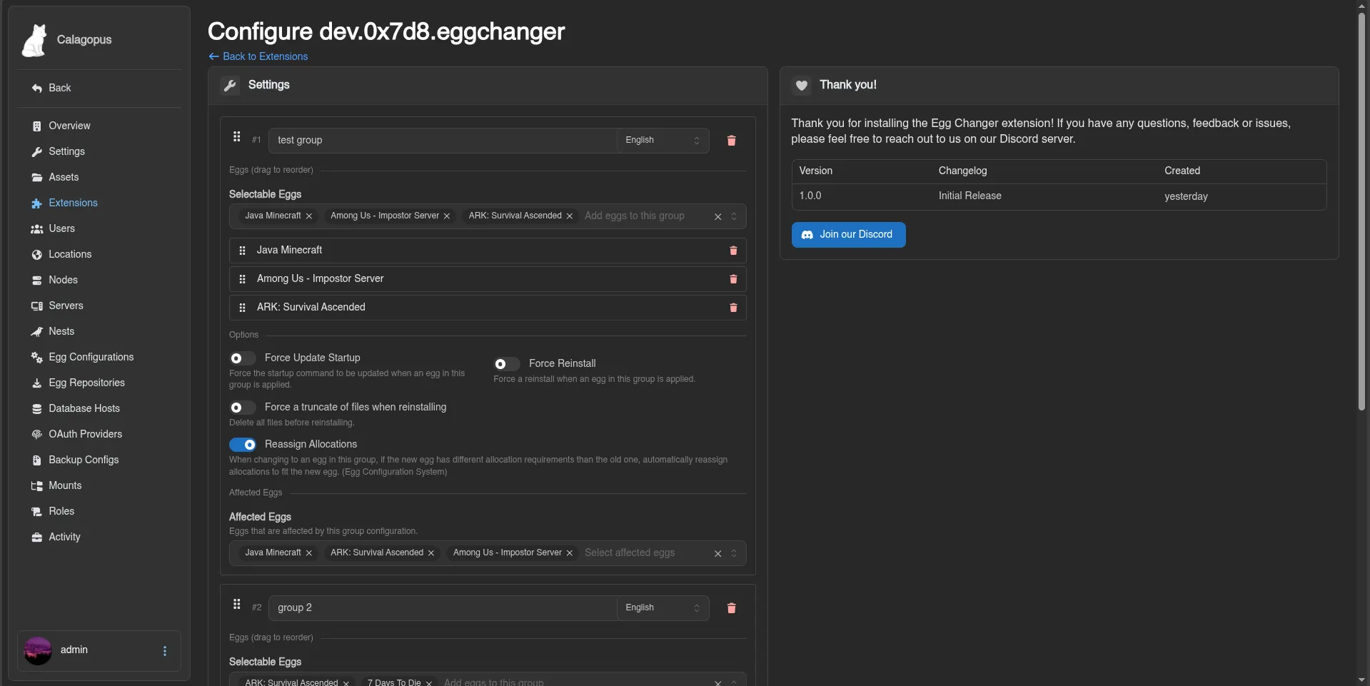 Egg Changer for Calagopus screenshot 2