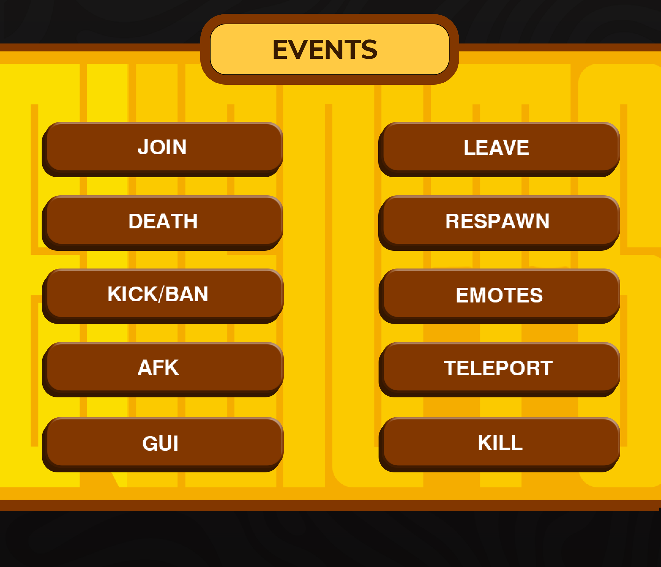 Animations Core 中使用的事件列表